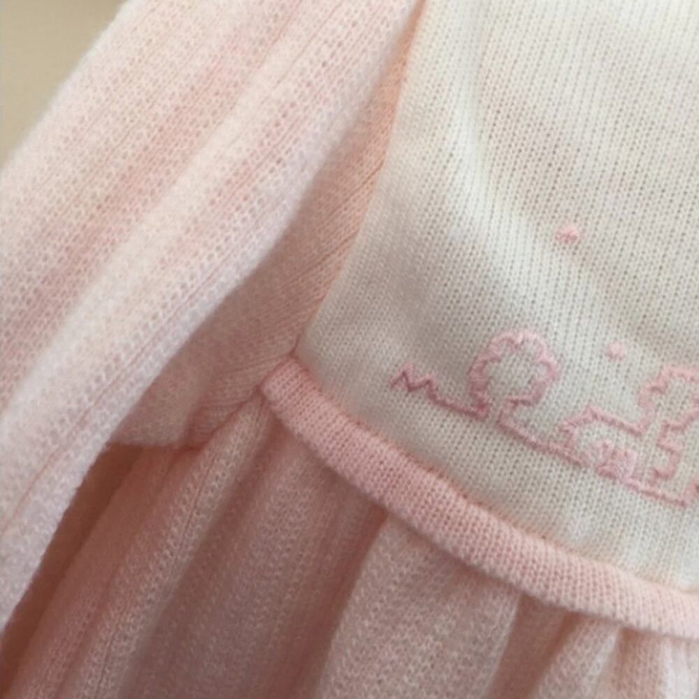 Vintage Friemanit Pink White Sweater Dress 6-9 Months - Picture 2 of 7
